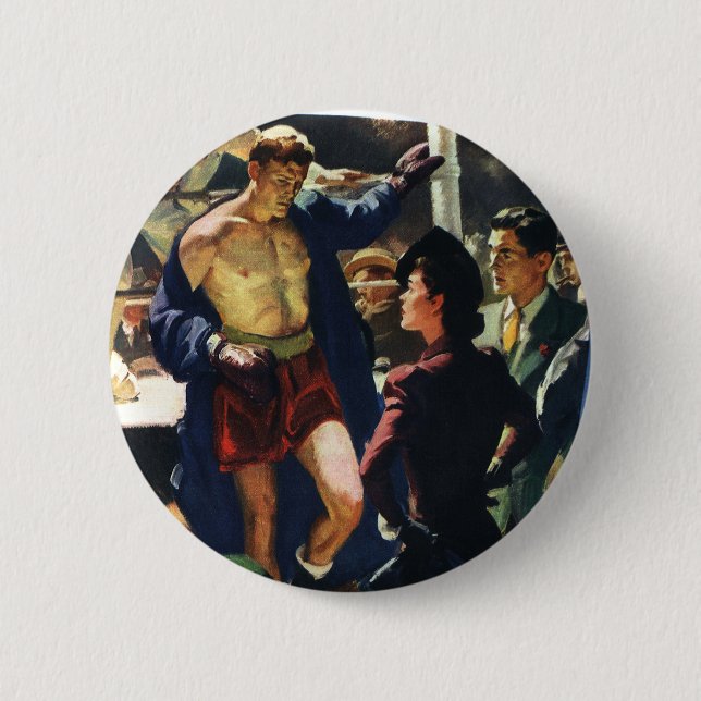 Vintages Sportboxen, Boxer Verlasse den Ring Button (Vorderseite)