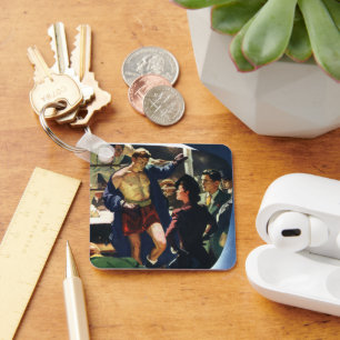 Vintages Sportboxen, Boxer Verlasse den Ring Schlüsselanhänger