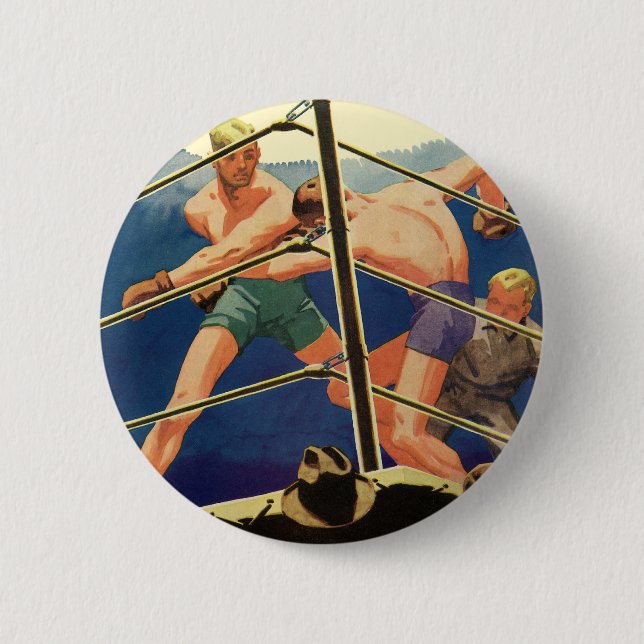 Vintages Sportboxen, Boxer während eines Spiels Button (Vorderseite)