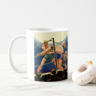 Vintages Sportboxen, Boxer während eines Spiels Tasse