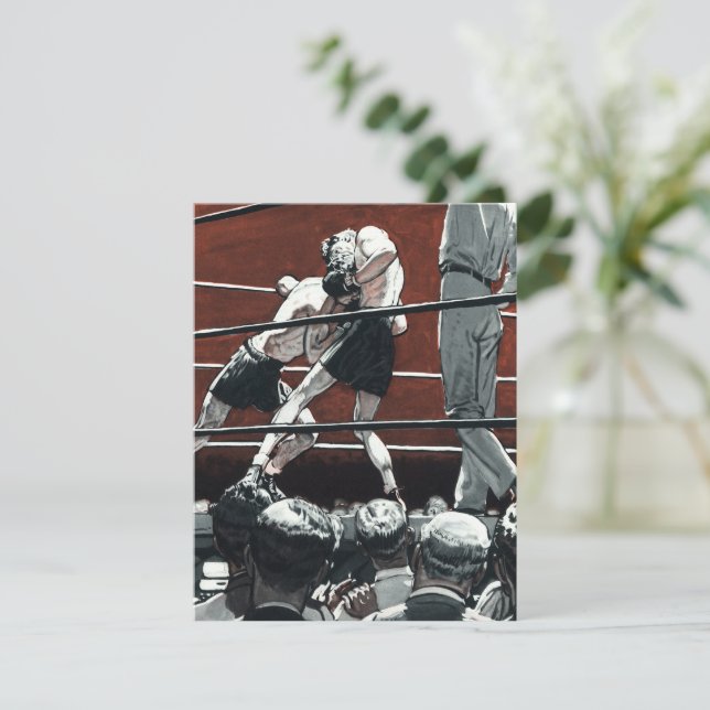 Vintages Sportboxen, Boxerkampf am Ring (Stehend Vorderseite)