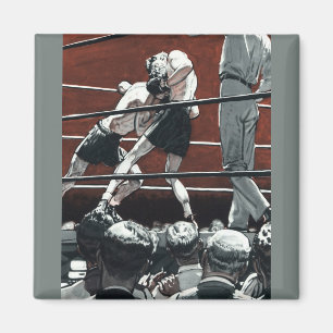 Vintages Sportboxen, Boxerkampf am Ring Magnet