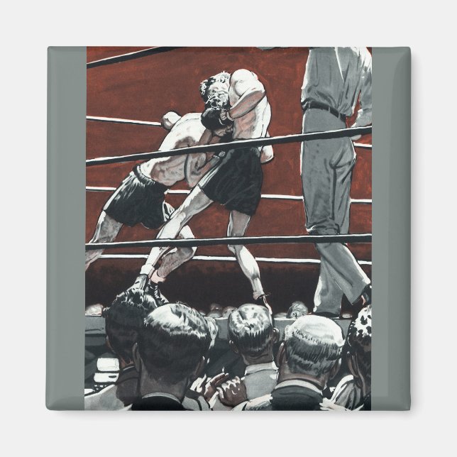 Vintages Sportboxen, Boxerkampf am Ring Magnet (Vorne)