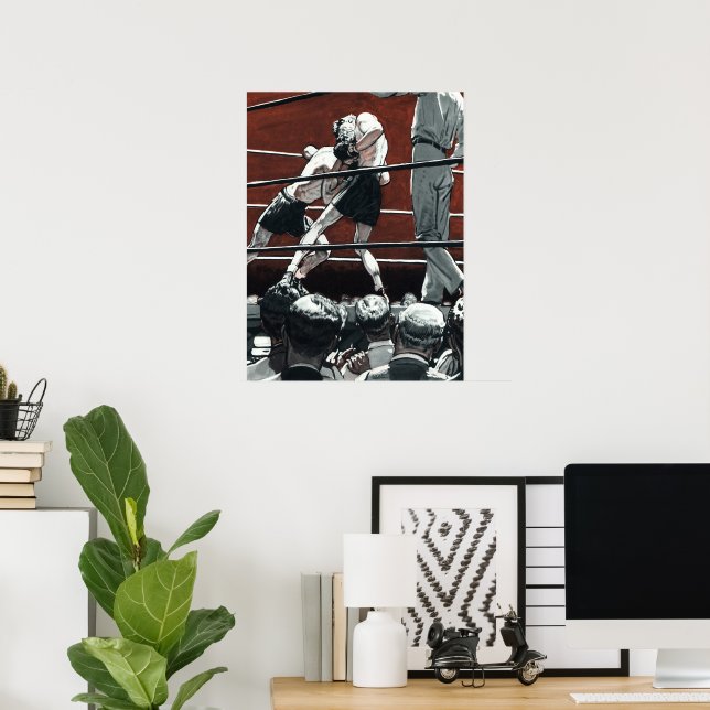 Vintages Sportboxen, Boxerkampf am Ring Poster (Heimbüro)