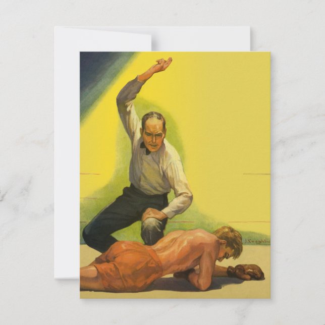 Vintages Sportboxen, Schiedsrichter mit Boxer Knoc (Vorderseite)