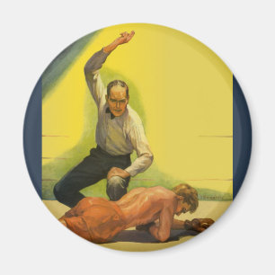 Vintages Sportboxen, Schiedsrichter mit Boxer Knoc Magnet