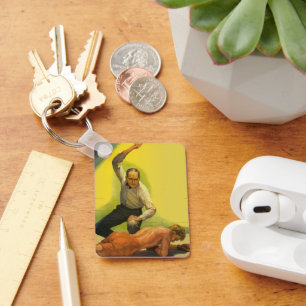 Vintages Sportboxen, Schiedsrichter mit Boxer Knoc Schlüsselanhänger