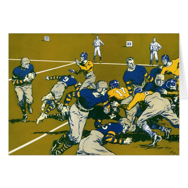 Vintages Sportfußballspiel, Gold vs. Blue Teams (Vorderseite (Horizontal))