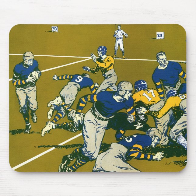Vintages Sportfußballspiel, Gold vs. Blue Teams Mousepad (Vorne)