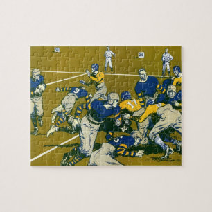 Vintages Sportfußballspiel, Gold vs. Blue Teams Puzzle