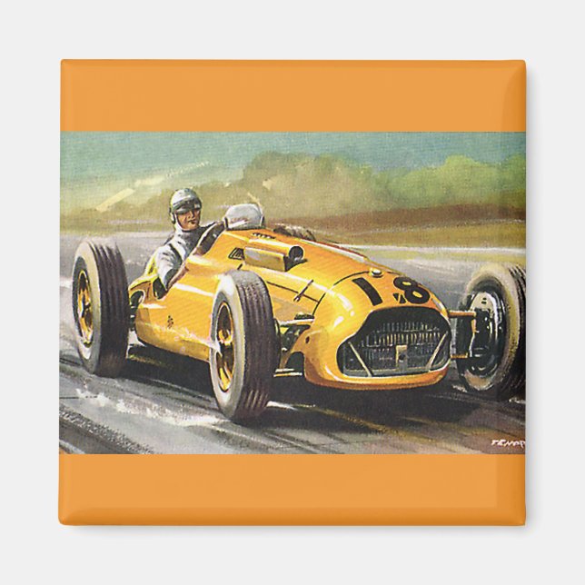 Vintages Sportrennen, Gelbe Rennbahn Magnet (Vorne)