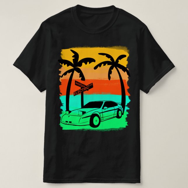 Vintages Sportwagen Beach Front Electric Shirt (Design vorne)