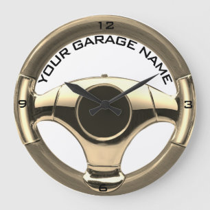 Vintages Sportwagen mit Chromlenkrad Große Wanduhr