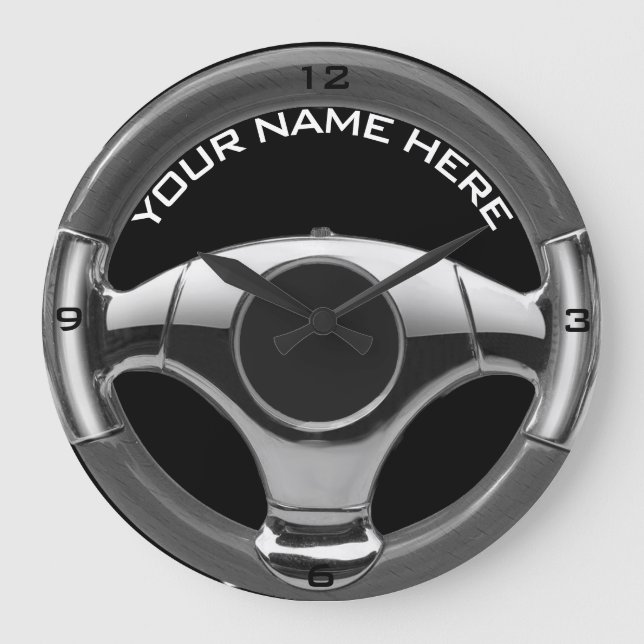 Vintages Sportwagenholz Aussehen Lenkradlenkrad-Uh Große Wanduhr (Vorderseite)