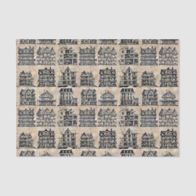 Vintages Spuk Dollhouse Gothic Seidenpapier (Vorderseite)
