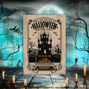 Vintages Spuk Haus Halloween-Party Einladung