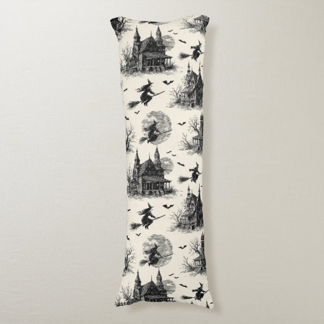 Vintages Spuk Haus- und Hexentoilmuster (2) Seitenschläferkissen (Vorderseite Vertikal)