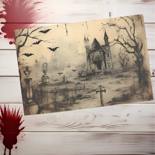 Vintages Spuk HausHalloween-Dekoupage Seidenpapier