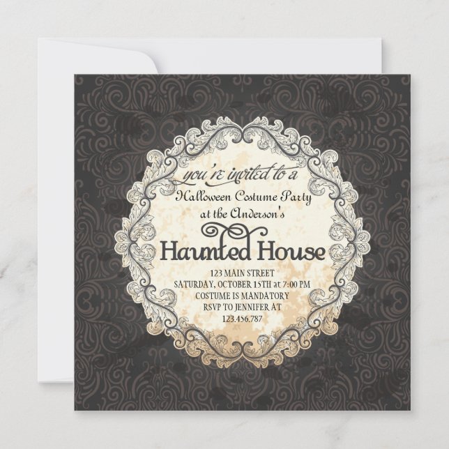 Vintages Spuk House Halloween-Kostüm-Party Einladung (Vorderseite)