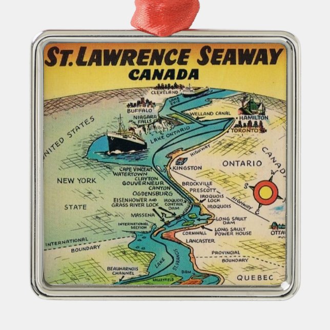 Vintages St Lawrence Seaway Ornament Aus Metall (Vorne)