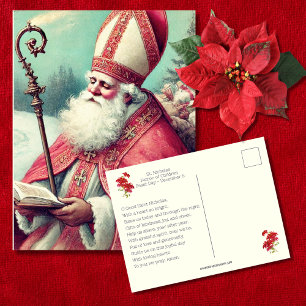 Vintages St. Nikolaus-Gebet zum Festtag Postkarte