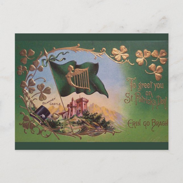 Vintages St. Patrick's Day Blarney Castle Postkarte (Vorderseite)