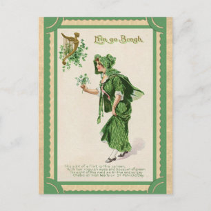 Vintages St Patricks Day Erin Go Bragh Irish Gedic Postkarte