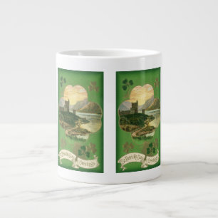 Vintages St. Patricks Day Kleeblatt Burg Jumbo-Tasse