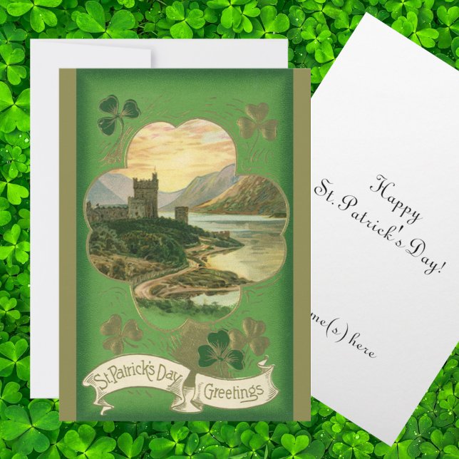 Vintages St. Patricks Day Kleeblatt Burg Karte (Von Creator hochgeladen)