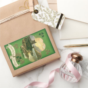Vintages St. Patricks Day Kleeblatt Burg Rechteckiger Aufkleber