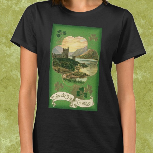 Vintages St. Patricks Day Kleeblatt Burg T-Shirt (Von Creator hochgeladen)