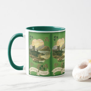 Vintages St. Patricks Day Kleeblatt Burg Tasse