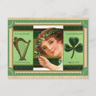 Vintages St Patricks Day Kleeblatt Erin Locarno Postkarte