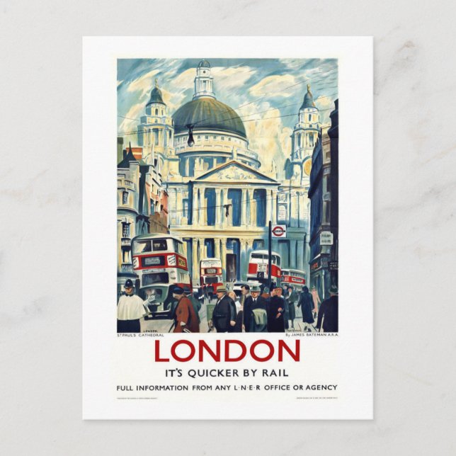Vintages St Paul's Cathedral London Travel Poster Postkarte (Vorderseite)