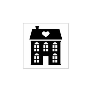 Vintages Stadthaus mit Herzkautschuk Briefmarke Gummistempel