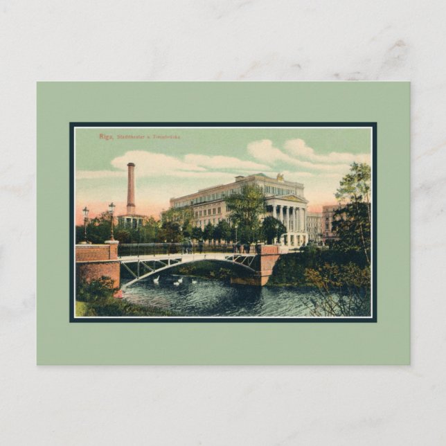 Vintages Stadttheater Riga Lettland Postkarte (Vorderseite)