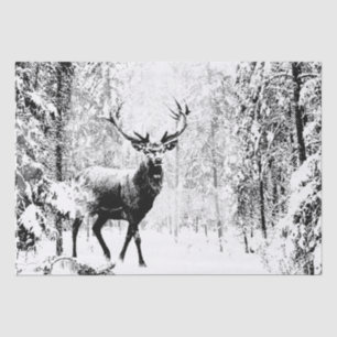 Vintages Stag Hirsch Schwarz-weiß Tier Seidenpapier