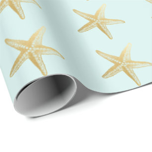 Vintages Starfish-Skizze-Aqua Geschenkpapier