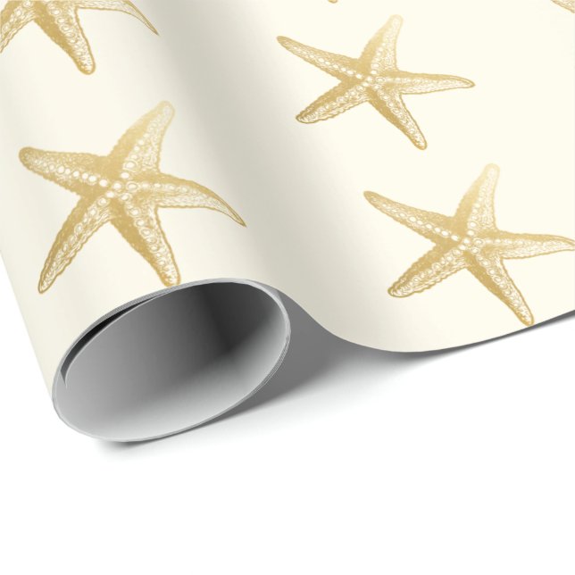 Vintages Starfish-Skizze-Elfenbein Geschenkpapier (Rolleneckpunkt)
