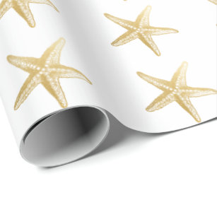 Vintages Starfish-Skizze-Weiß Geschenkpapier