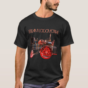 VINTAGES STEAM LOCOMOMOTIVE Red Black T-Shirt