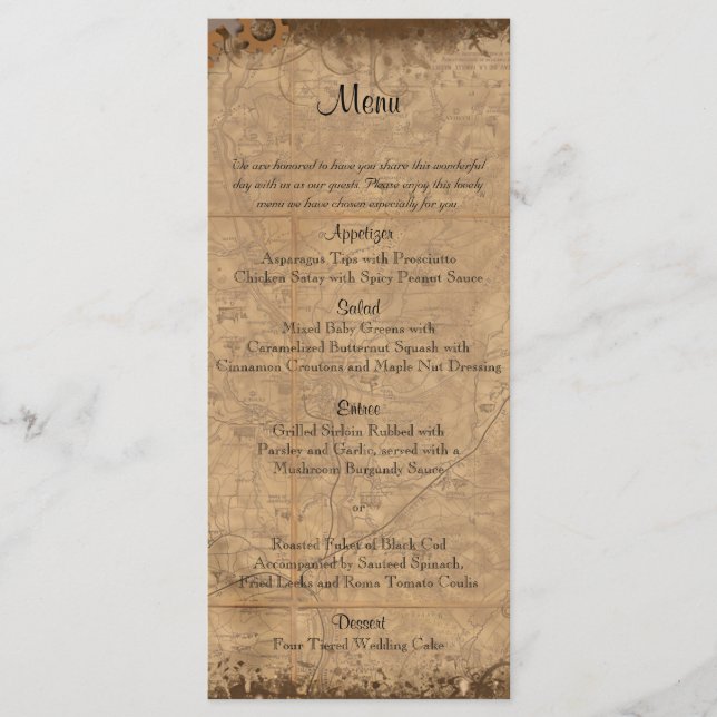 Vintages Steampunk Bride Wedding Menu Menükarte (Vorderseite)