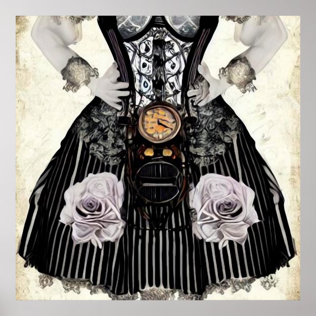 Vintages Steampunk-Korsetts-Kleid Poster (Vorne)