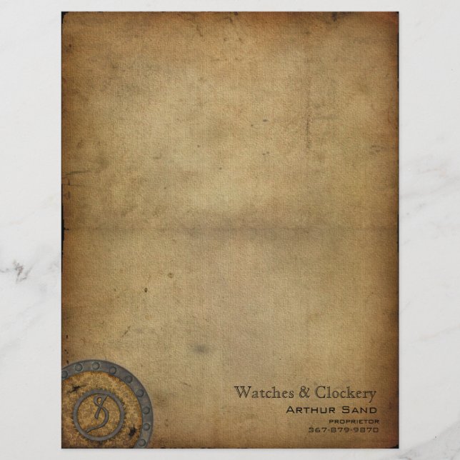 Vintages Steampunk Monogramm S Briefbogen (Vorderseite)