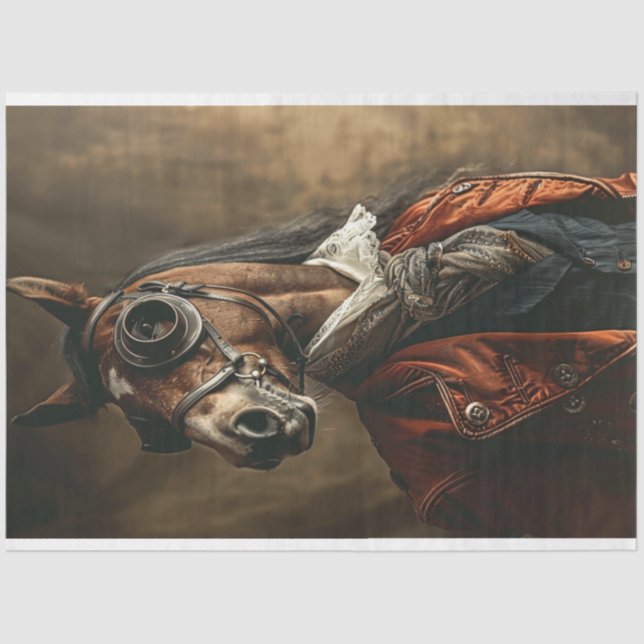 Vintages Steampunk-Pferdededekoupage Seidenpapier (Vorderseite)