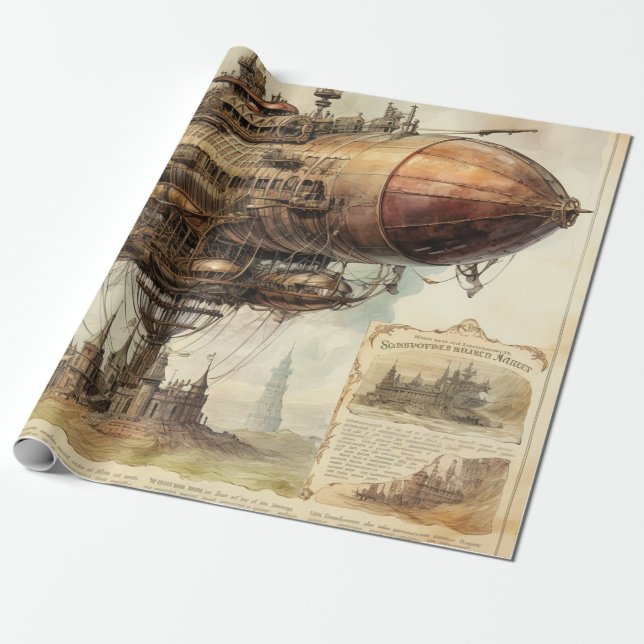 Vintages Steampunk-Zeppelin (10) Gewebepapier Geschenkpapier (Ungerollt)