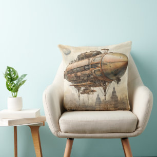 Vintages Steampunk-Zeppelin (12) Gewebepapier Kissen