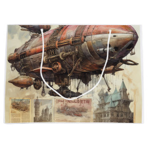 Vintages Steampunk-Zeppelin (8) Gewebepapier Große Geschenktüte