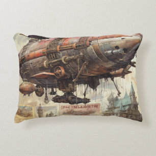 Vintages Steampunk-Zeppelin (9) Gewebepapier Akzen Dekokissen