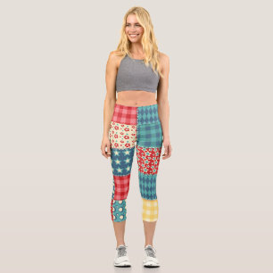 Vintages Steppmuster: Patchwork-Hintergrundmuster. Capri Leggings